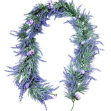 Artificial Lavender Flower Garland - 5.9Ft Fake Wisteria & Silk Flower Hanging Vines For Home, Wedding Arch, Garden, Party Wall Table Decor, All-Season Indoor/Outdoor Use (Purple)