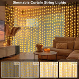 Curtain Lights, 300 Led Fairy Curtain Lights With Remote Timer, Usb Powered Copper Curtain String Lights 9.8Ft X 9.8Ft F