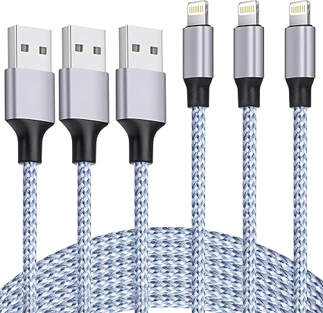 3 Pack 6FT Lightning Fast Charging Cable Nylon Braided for iPhone 14 13 12 11 iPad
