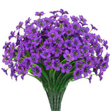 Outdoor Artificial Flowers 21 Uv Resistant Bundles Fake Flower Plastic Plants Faux Silk Flowers Porch Hanging Garden Porch Window Box Decorating (Purple)