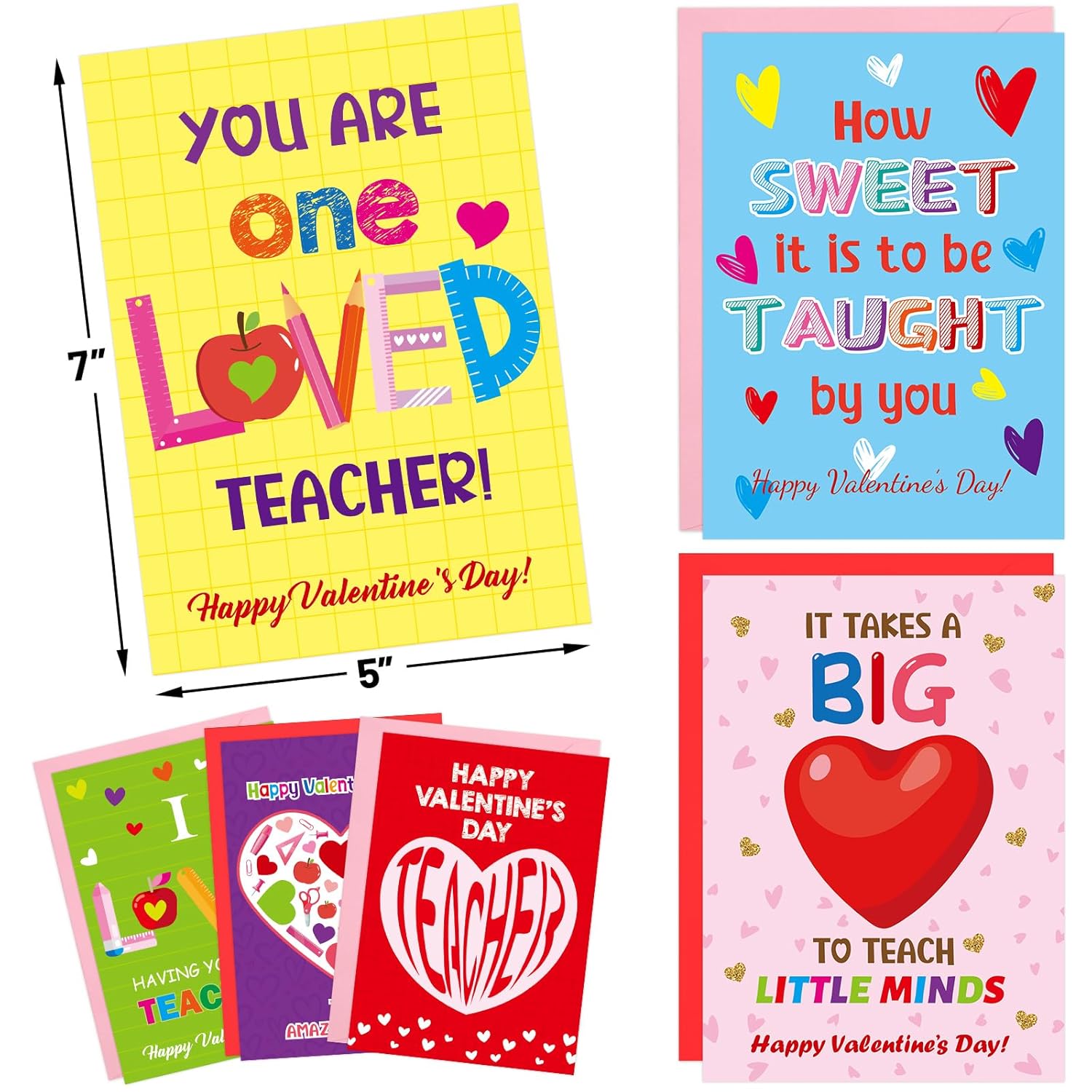 Valentines Day Cards For Teachers Happy Valentine Teacher Appreciation Card With Envelopes For Holiday Thank You Supplies 12Pcs