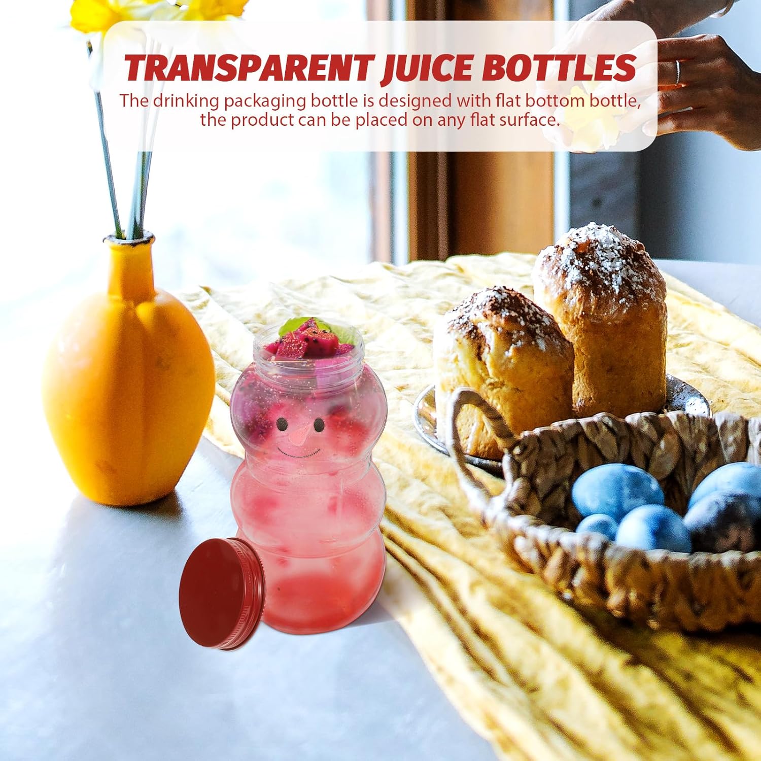 Christmas Snowman Candy Jars: 10Pcs Clear Plastic Juice Bottle Cookie Jar With Lid 500Ml Xmas Favor Bottle Chocolate Container Milk Beverage Bottles Wedding Home Holiday Decor