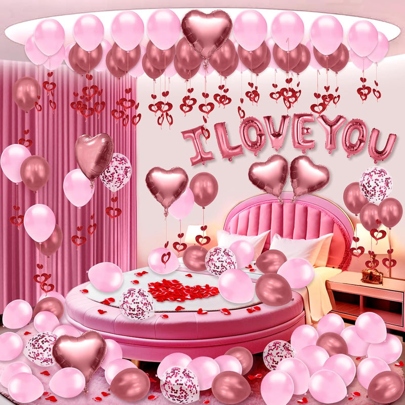 Valentines Day Balloons Kit With Rose Gold Pink Heart Balloons Rose Pe