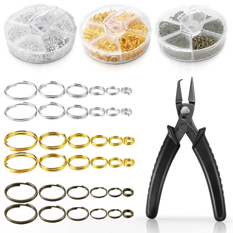 Split Rings Kit, 2070 Pcs Double Loops Split Jump Ring With Split Ring Pliers,