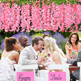 150 Branches Wisteria Hanging Flowers,10Pcs Total 60Ft Pink Wisteria Artificial Flowers Garland Vine Silk Hanging Flowers For Wedding Party Arch Ceremony Garden Home Backdrop Decor