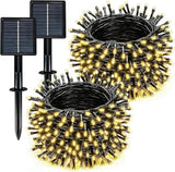 2 Pack Solar Fairy String Lights 66FT 200 LED Warm White Outdoor Waterproof Twinkle Lights with 8 Lighting Modes for Patio Garden Yard Wedding Party Tree Decor