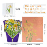 Flower Pop Up Card For Birthday, 12'' 3D Bouquet Greeting Cards With Blank Notecard And Exquisite Envelope, Paper Flower Thank You Card For Women Girls (Narcissus)