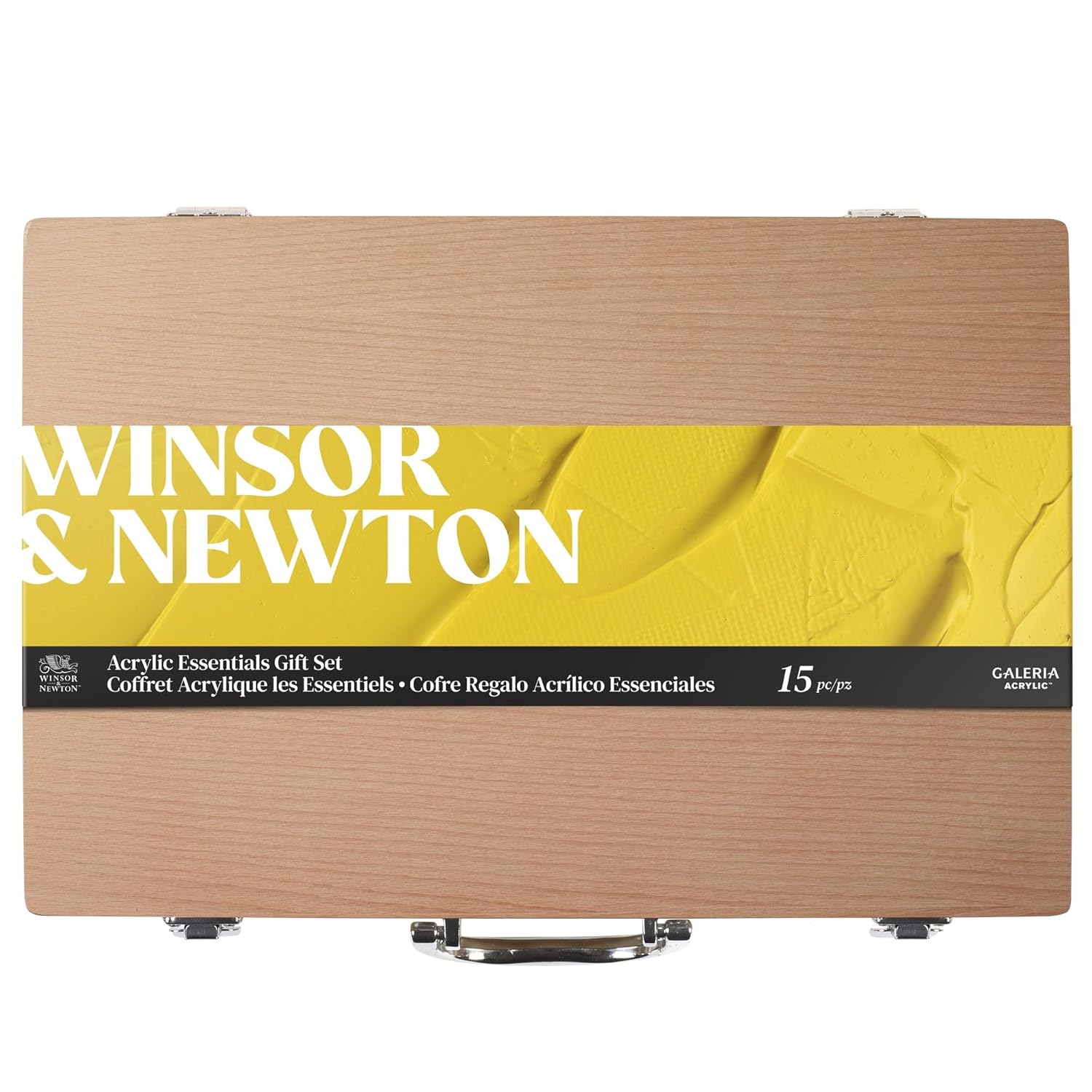 Winsor & Newton Galeria Acrylic Paint, Wooden Set 8 x 60ml Tubes (includes 2 Brushes, 2 Varnishes, Knife, Cloth)