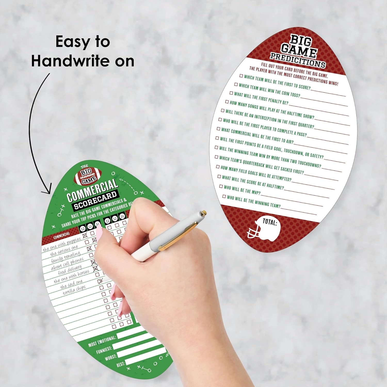 Big Dot of Happiness The Big Game - 2-in-1 Football Party Cards - Activity Duo Games - Set of 20