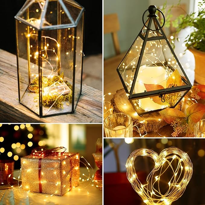 10 Pack Battery Operated Fairy Lights with Timer 16FT 50 LED Warm White Mini String Lights for Indoor Wedding Christmas Party Decor