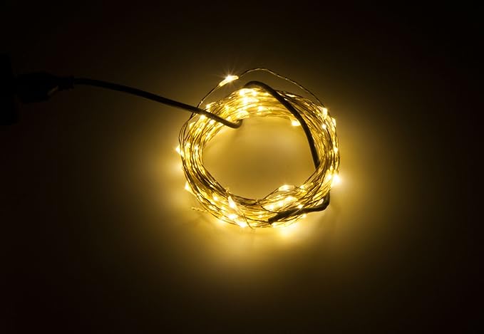 USB Plug In Fairy Lights 16FT 50 LED Warm White Silver Wire String Lights Waterproof Starry Lights for Bedroom Patio Wedding Decor