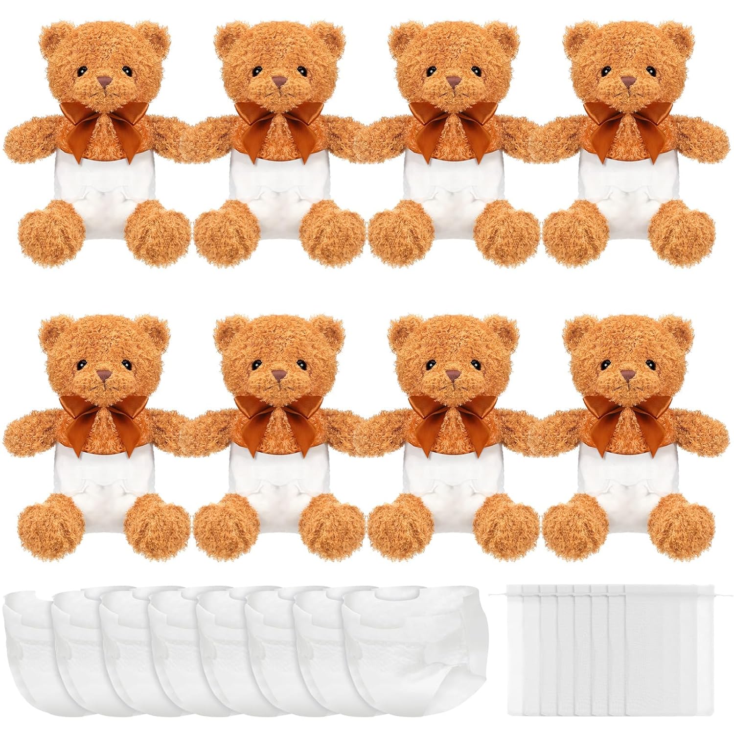 8 Sets Bear Blindfolded Diaper Changing Baby Shower Games Boys Girls Baby Dolls Diapers For Bridal Shower Gender Reveal Games Prizes Gifts For Adults