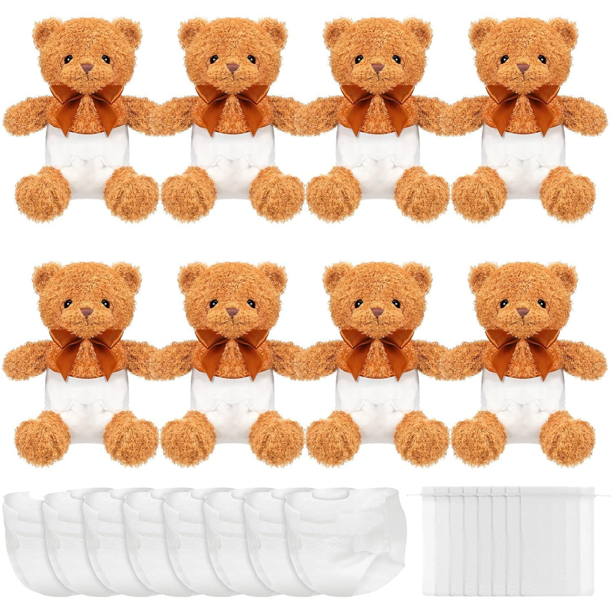 8 Sets Bear Blindfolded Diaper Changing Baby Shower Games Boys Girls Baby Dolls Diapers For Bridal Shower Gender Reveal Games Prizes Gifts For Adults