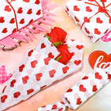 60 Sheets Valentine Heart Tissue Paper Foil Red Love Heart Gift Wrapping Paper For Diy Art Craft Wedding Anniversary Party Decor, 13.8 X 19.7 Inch