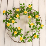 Bendable Artificial Rose Vine Yellow Flower Garland, Vinage Flower Decoration For Room Wall Home Decoration (2, Yellow)