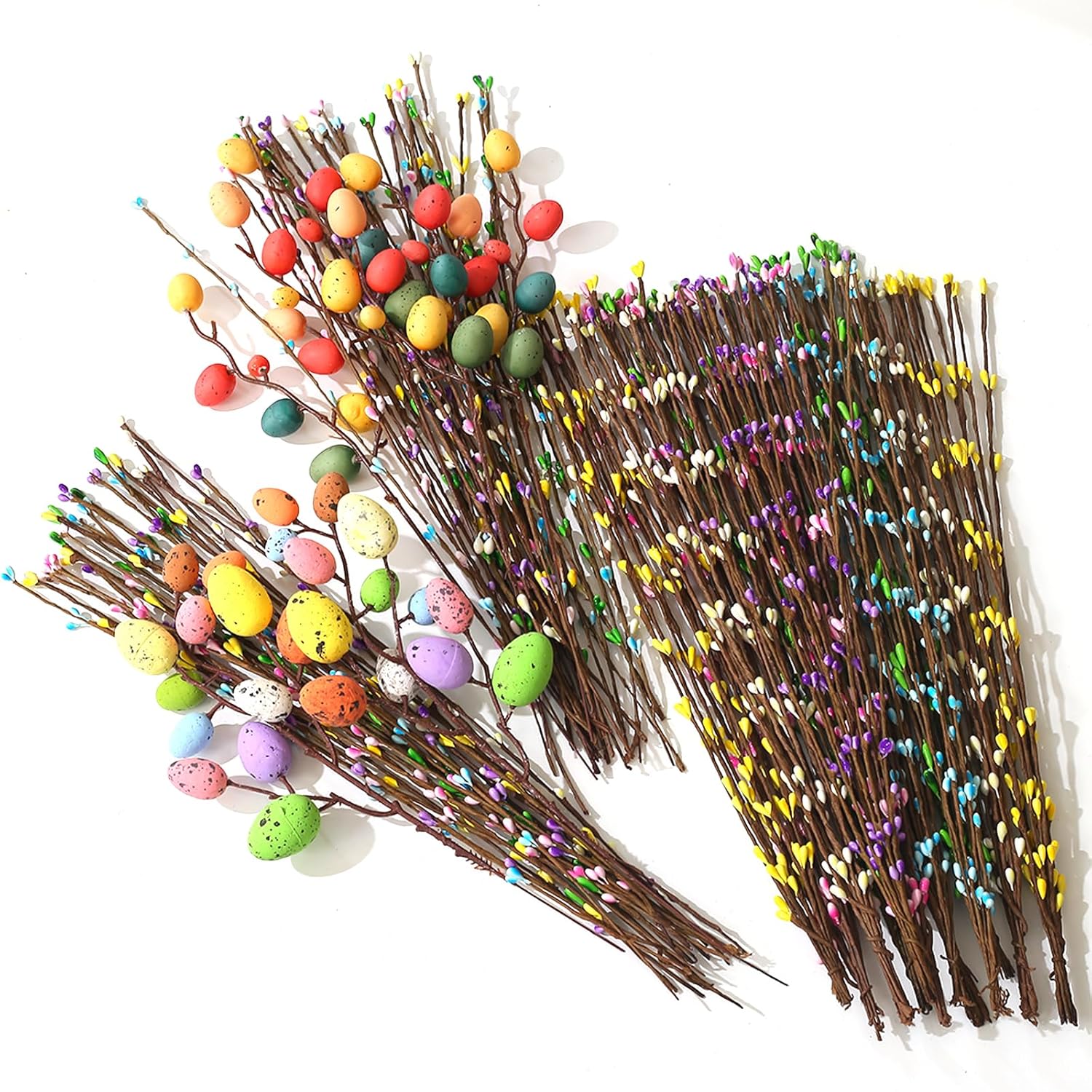 26Pcs Artificial Easter Spray Vine With Pastel Eggs And Berries Decorative Spring Floral Stems - Easter Egg Twig Branches For Floral Arrangement Home Decoration(26Pcs)