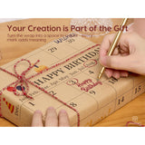 Write-On Calendar Birthday Wrapping Paper Set 17" With 5-Yard Twine Recyclable Customizable Gift Wrap For Birthday Party Baby Shower Handmade Crafts