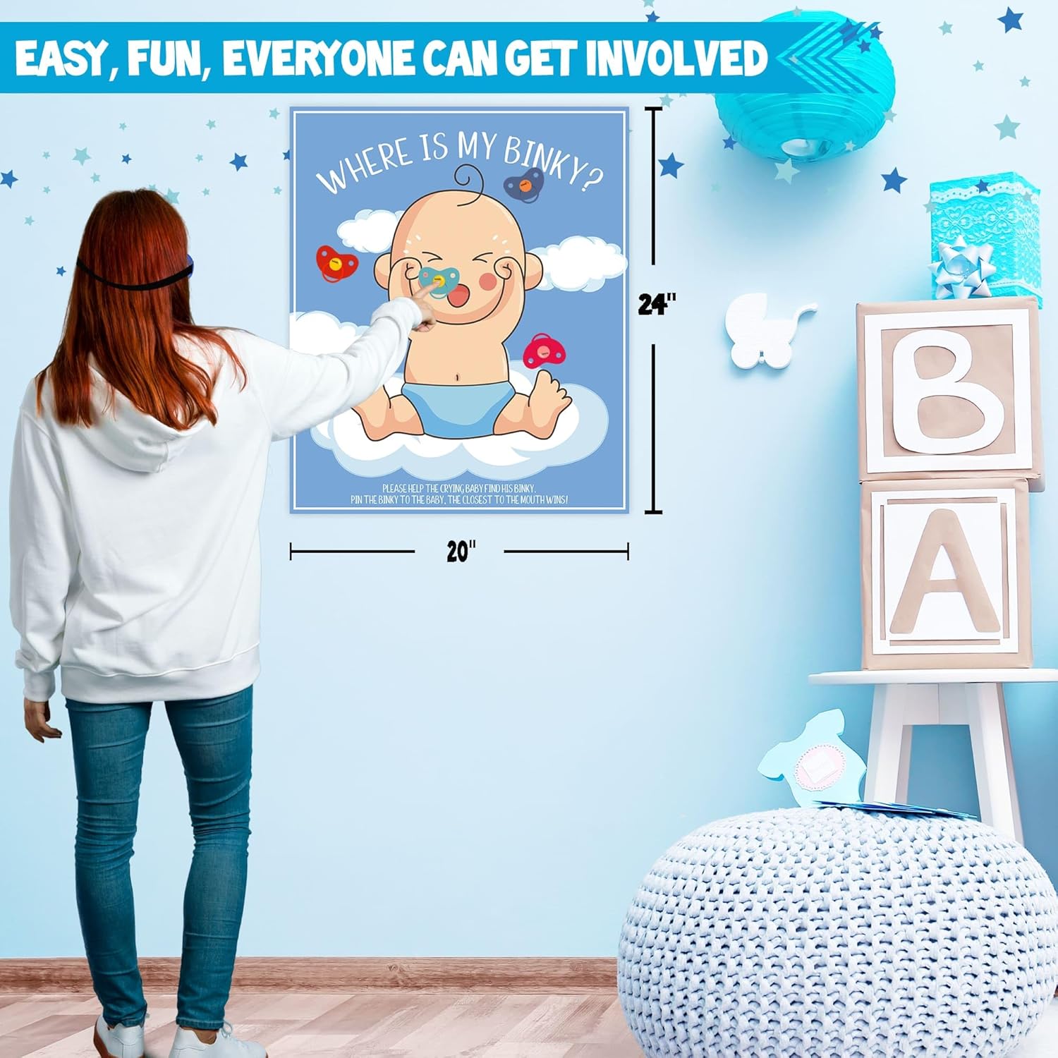 Baby Shower Games Boy, 12 Baby Shower Games For 50 Guests, Classic Coed Blue Boy Sprinkle Activities Cards Kit Set Bundle Pack