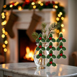 10Pcs Christmas Holly Berries Faux Berry Flowers With Leaves Xmas Berry Picks Wreath Branches Christmas Vase Fillers, Artificial Flowers