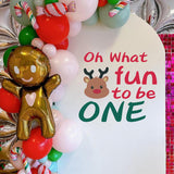 Oh What Fun It Is To Be One Wall Decal - First Birthday Backdrop Decor,Little Reindeer Xmas Garland,Merry Little Christmas Decorations,Santa Stickers Party Supplies (Oh What Fun Decal)