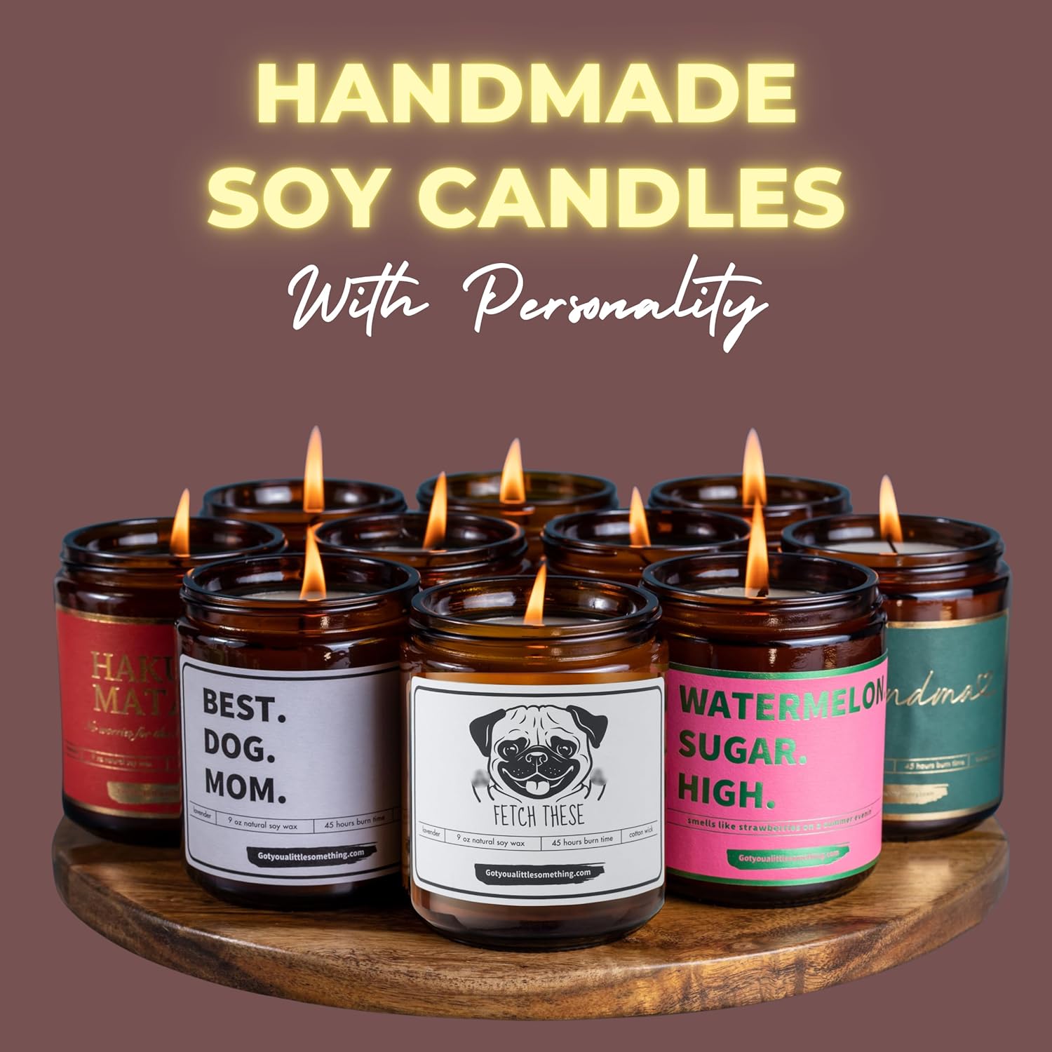 Pug Gifts For Pug Lovers - Fetch These Funny Scented Candle - Cute Pug Stuff For Birthday, Present Idea For Pugs Owners - Fun Dog Mom Gifts From Dogs - Dog Candles For Home Decor