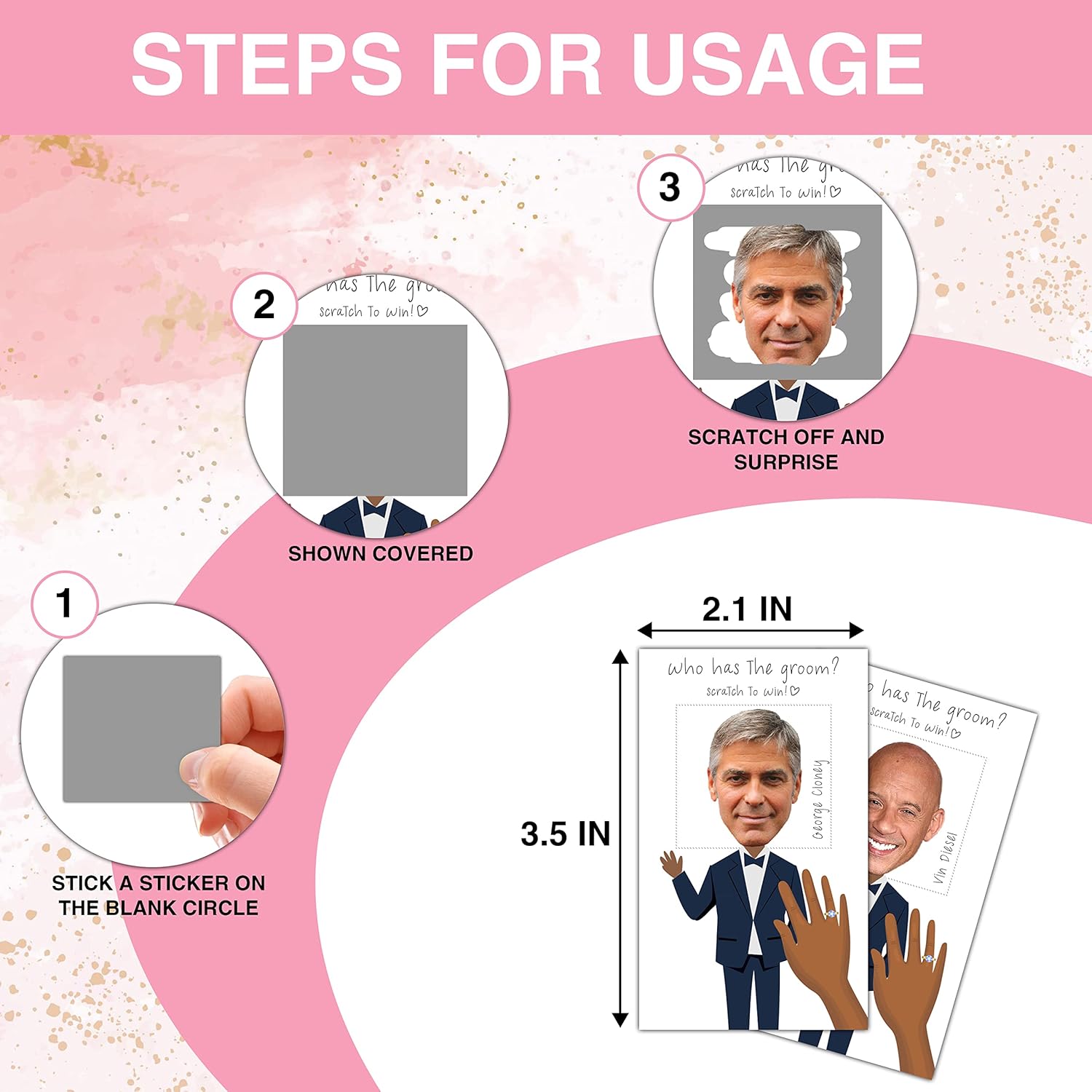 Bridal Shower Games - Who Has The Groom Scratch Off Celebrity Cards - Bachelorette Party Game Favor Decor- Wedding Party/Engagement Party Idea Activity - 36 Mini Size Cards(03)