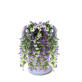 Artificial Fake Pansy Flower Plants With Greenery For Outdoor Outside Decoration, 30-Inch Faux Silk Uv Resistant Long Trailing Vine For Front Door Porch Planter Urn Patio Balcony(4 Pcs, Purple, White)