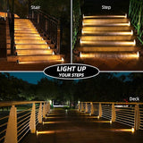 6 Pack Warm White Solar Step Lights IP67 Waterproof Auto On Off Outdoor Stair Lights