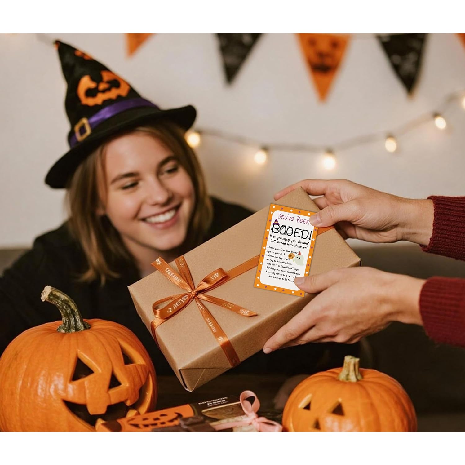 50 Pcs Halloween Game Cards, You'Ve Been Booed Boo Basket Stuffers For Friends Family, Black Cat Pumpkin Ghost Spooky Card For Him Or Her, Boo Greeting Cards, Happy Halloween Party Supplies -02