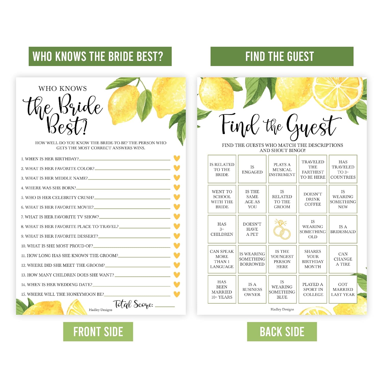 40 Lemon Funny Bridal Shower Games 20 Guests-Wedding Games For Bridal Shower, Couples Wedding Shower Games For Couples, Games For Bridal Shower Bingo Game, Bridal Party Games