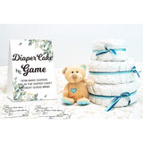 Baby Shower Game Set, Diaper Cake Games(1 Standing Sign + 50 Find Cards), Neutral Greenery Find How Many Diapers Party Game, Eucalyptus Gender Reveal Party Favor Decor(A01)
