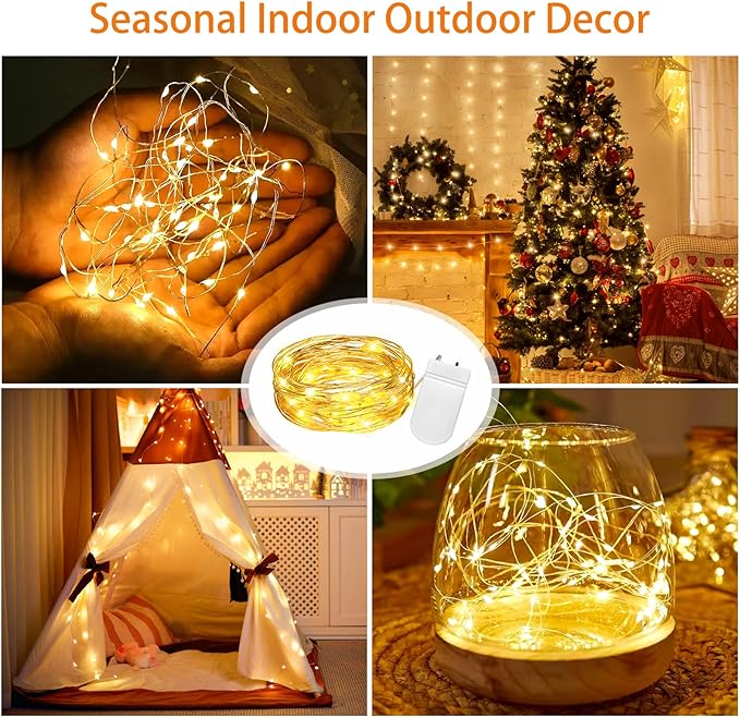 32 Pack Fairy Lights Battery Operated 10FT 30 LED Waterproof Copper Wire String Lights Mini Firefly Twinkle Lights for DIY Crafts Wedding Party Bedroom Table Centerpiece Decor