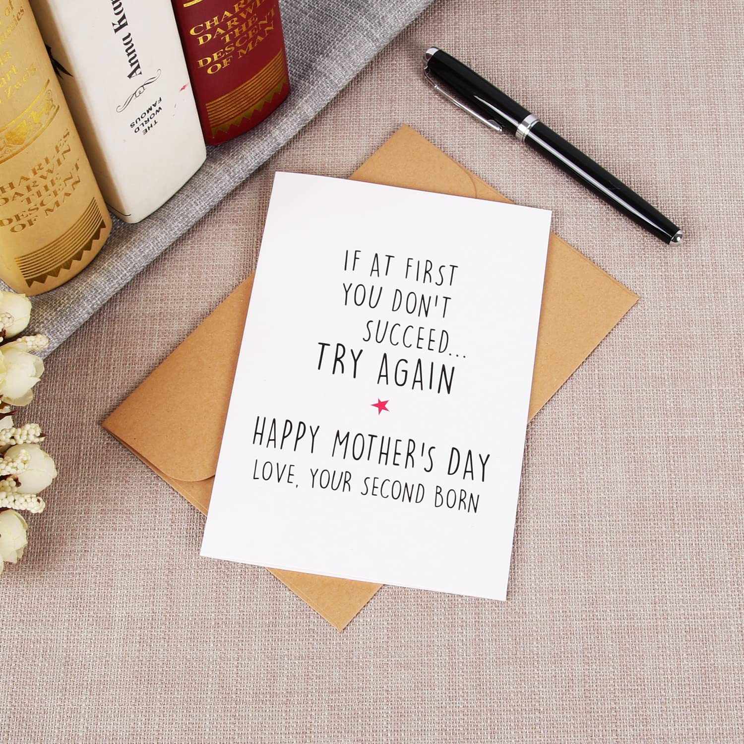 If At First You Don'T Succeed Funny Mother'S Day Card, Funny Card For Mum, Card For Mom, Mothers Day Card, Funny Card, Card For Her, Funny Sibling Card, Second Born Child,Mother'S Day Card From