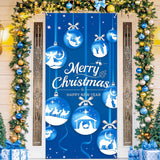 Merry Christmas Nativity Door Cover Decorations, Blue Religious Christmas Ball Door Cover Banner Holy Nativity Christmas Door Banner Happy New Year Banner For Religious Christmas New Year Party Decor