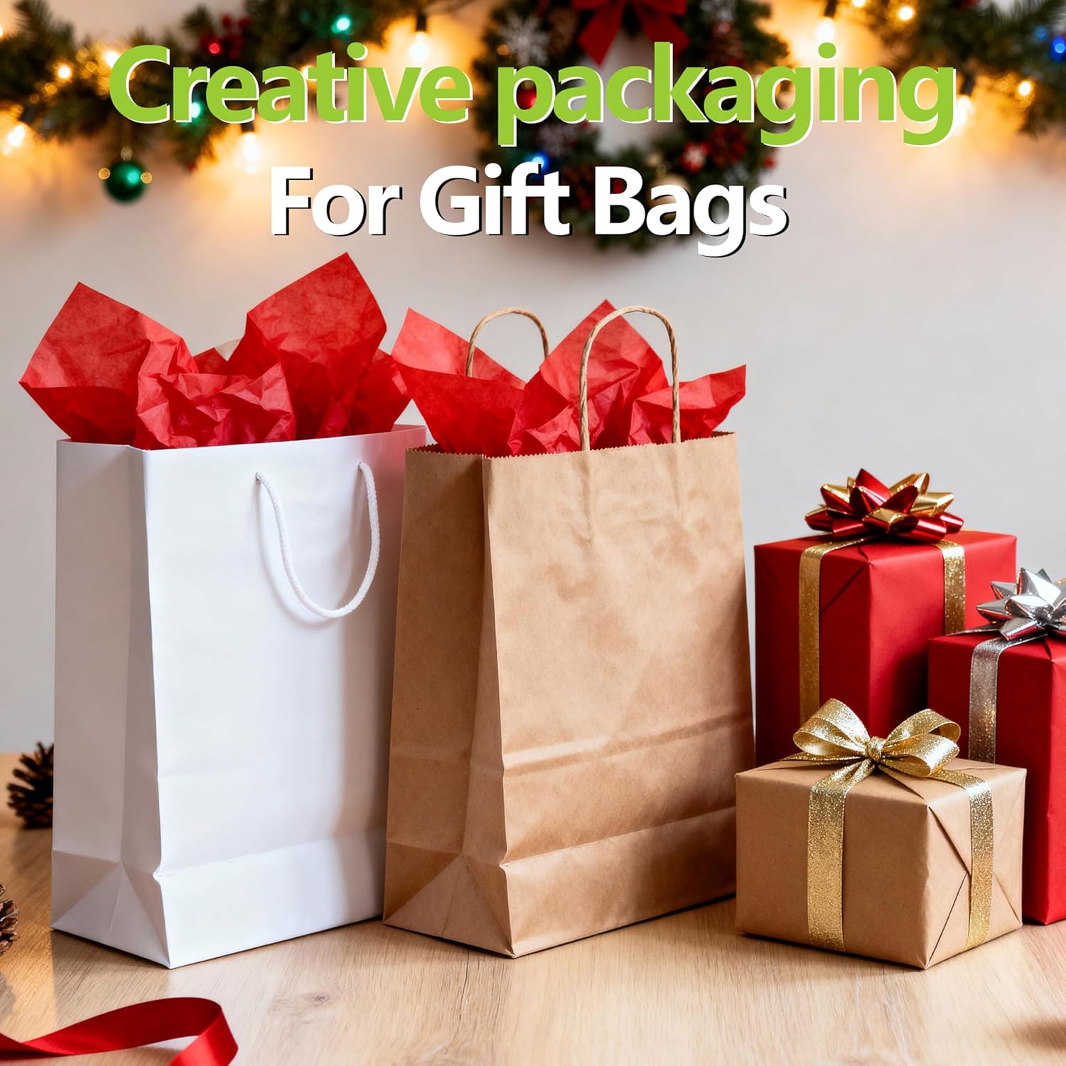 100 Sheets 20"X14" Red Tissue Paper Bulk For Gift Bags Wrapping Paper,Christmas Weddings Birthday Showers Arts Craft Party Favor Decoration