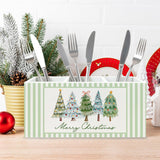Green Christmas Tree Kitchen Utensil Holder, Winter Xmas Pine Tree Holiday Cooking Utensil Holder Wooden Storage Organizer Box For Kitchen Counter, Green Christmas Decor