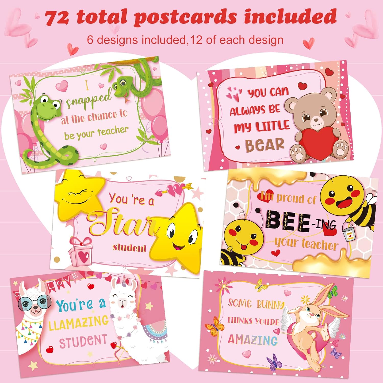 72 Pcs 4 X 6 Inch Happy Valentine'S Day Themed Blank Postcards From Teacher To Students Valentines Notecards For Kids Valentine Cards Valentines Postcards For Teachers To Send To Students Gifts