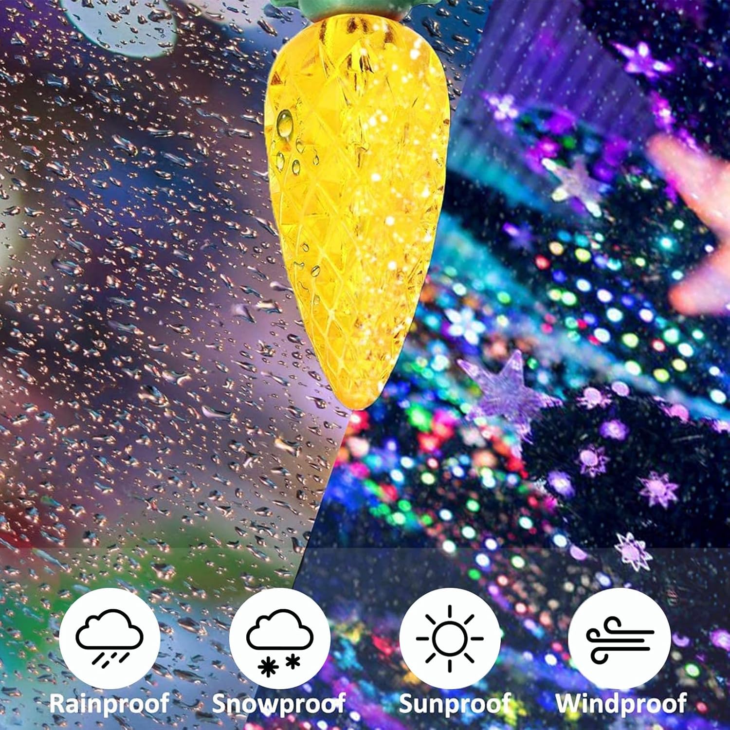 2 Pack 50 Led C6 Solar Outdoor Christmas Decorations, 8 Modes 23Ft Strawberry String Lights,Christmas Fairy Lights Opera