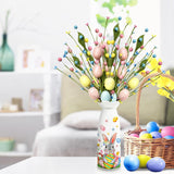 Easter Decor, Easter Artificial Flowers 3 Pcs With Vase, Bunny Table Decorations, Spring Tabletop Centerpiece For Home, Living Room, Dining Table, Eggs Spring Flowers Gifts For Women