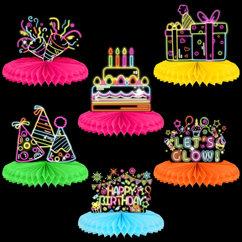 6 Pieces Glow Party Birthday Centerpieces Neon Birthday Decorations Ho