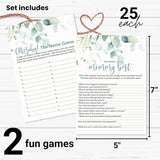 Greenery Baby Shower Games - 25 Each - Baby Name Race & Who Knows Mommy Best - Fun Baby Shower Game Pack - Tropical Favors & Decor Ideas - Two-Sided Designs