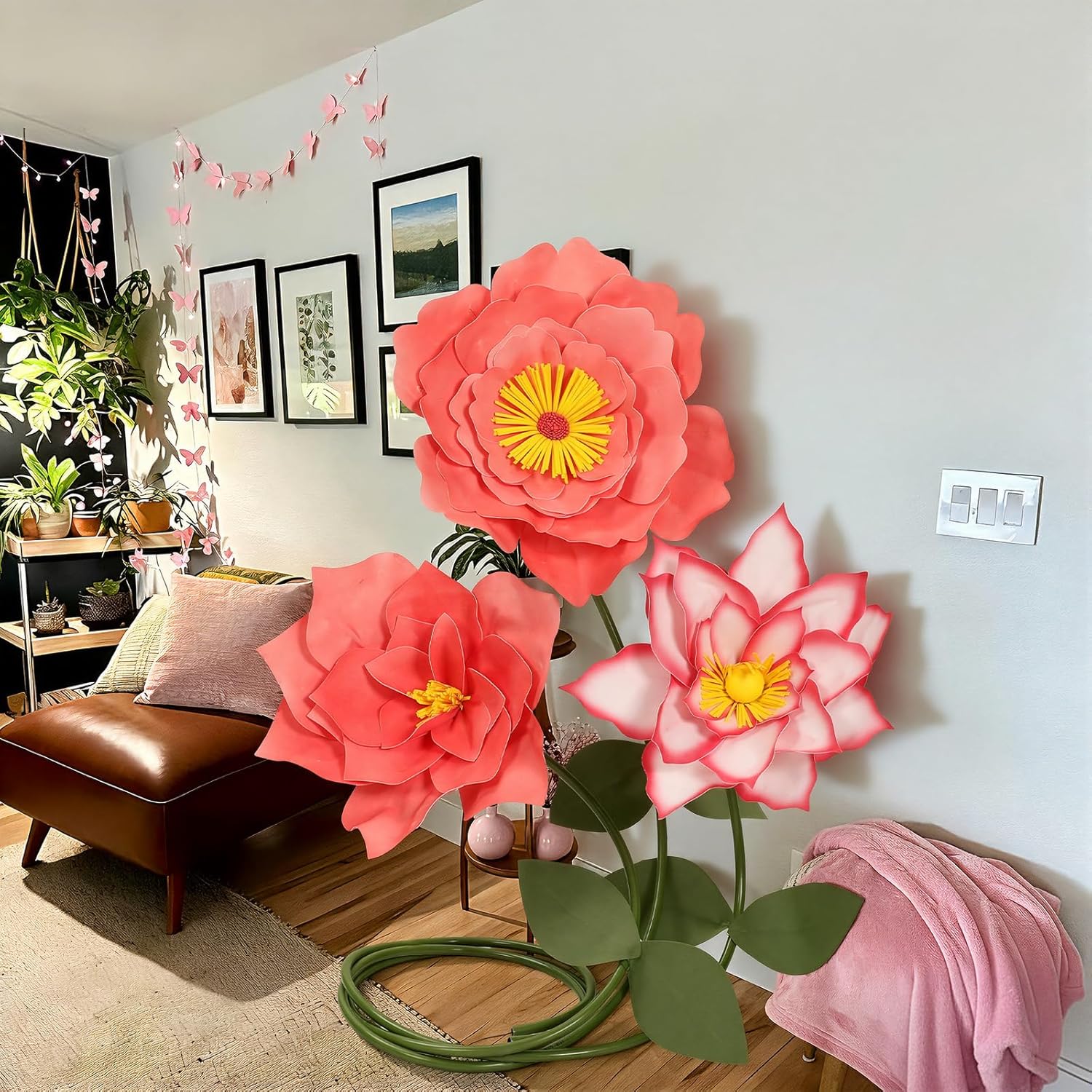 3 Pcs Giant Flowers For Decoration 5.6 Ft Large Waterproof Eva Foam Flower Indoor Outdoor Decor Standing For Wedding Reception Spring Tea Office Home Music Festivals Birthday Photo Booth