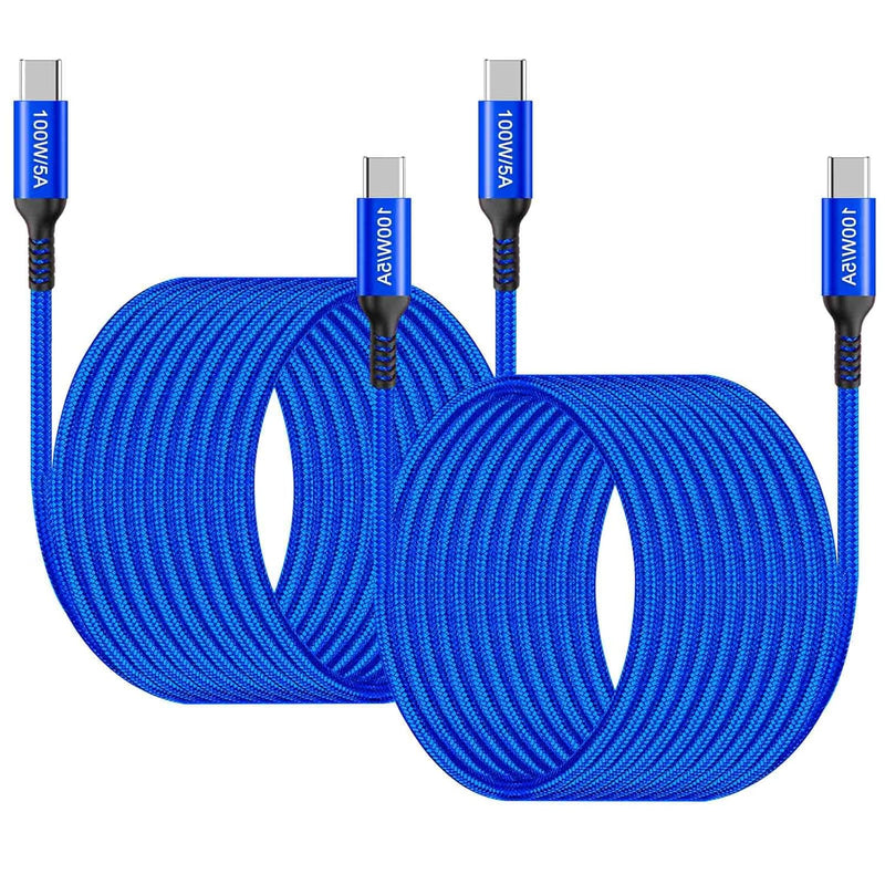 Usb Type C To C 100W Cable 15Ft 2-Pack, Super Fast Charging, Long Usb C To Usb