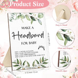 Baby Shower Games Diy Headband Making Kit Include Wooden Game Sign 60 Elastic Cute Flowers Hairbands 10 Round Fabrics With Tape For Baby Shower Guest Games(Greenery)