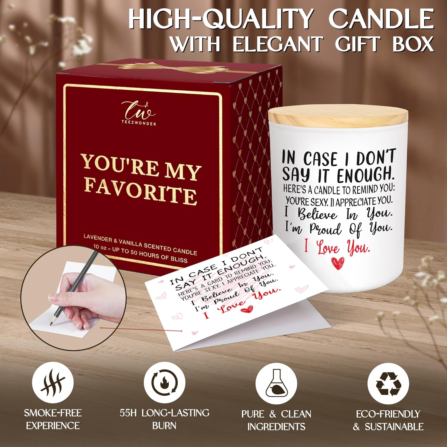 Valentines Day Gifts For Her Wife Girlfriend - Vanilla Lavender Romantic Candles 10 Oz - Engagement Gifts For Her Women, I Love You Anniversary Wedding Gift, Husband Birthday Gift For Him