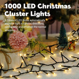 100Ft Christmas Cluster Lights String Lights 1000 Led, Waterproof Plug In Twinkle Fairy Light With Remote For Indoor Out