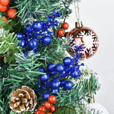 16Pcs Christmas Glitter Berry Stems, 7.8" Artificial Christmas Picks For Christmas Tree Ornaments, Diy Xmas Wreath, Crafts, Holiday And Home Decor (Dark Blue)