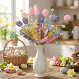 6 Pcs Easter Picks Decoration 15.7 Inch Egg Flower Picks Easter Egg Tree Branches Artificial Twig Branch Arrangement Centerpiece Celebration Home Vase Decor Blossom Branches For Spring