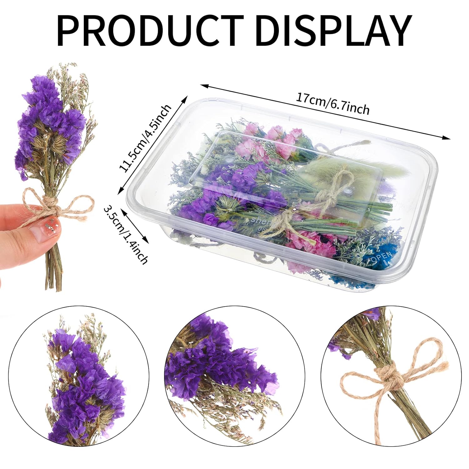 30 Pcs Mini Don'T Forget Me Flower Bouquets Purple Natural Dried Flowers Bouquet Dry Flower&Leaves Lavender Dried Embossing Flower Bundles Plant Stem Bunch For Diy Craft,Photo Props,Wedding Decoration