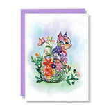 Mother Day Card, Cute Cat, Flower Birthday Quilling Card For All Occasions, Watercolor Classy Cards For Mom, Women, Wife, Daughter (Cat Flowers)